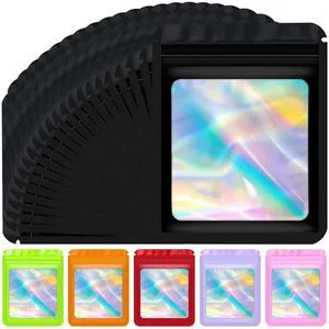 100 Pack Mylar Bags, Resealable Bags for Candy(3x3 Inch, Black) | Sealable bags organize bracelets and samples, holographic bags add shine, while sample bags sort small items 100 Pack Mylar Bags, Resealable Bags for Candy(3x3 Inch, Black) | Sealable bags organize bracelets and samples, holographic bags add shine, while sample bags sort small items