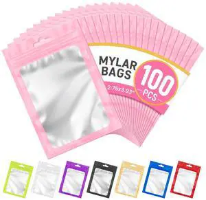 100PCS Mylar Bags Resealable Pink Small Smell Proof Bags 2.75x3.93 | Sealable Packaging Bags Frosted Clear Window, Plastic Foil Zip Pouch Bags for Small Business Candy Treat Jewelry Food Storage 100PCS Mylar Bags Resealable Pink Small Smell Proof Bags 2.75x3.93 | Sealable Packaging Bags Frosted Clear Window, Plastic Foil Zip Pouch Bags for Small Business Candy Treat Jewelry Food Storage