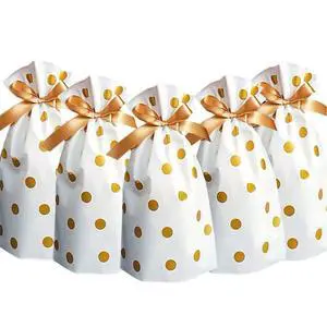 24pcs Treat Bags Party Favor Bags Gold Plastic Drawstring Candy Goodies Food Storage Bags Gift Wrapping Package 24pcs Treat Bags Party Favor Bags Gold Plastic Drawstring Candy Goodies Food Storage Bags Gift Wrapping Package
