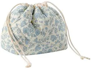Cotton Quilted Drawstring Makeup Bag(02LightBlue) | Small ,Canvas Lining, Foldable Coquette Aesthetic Cute Travel Toiletry Bag,Drawstring Gift Bag for Women and Girls Cotton Quilted Drawstring Makeup Bag(02LightBlue) | Small ,Canvas Lining, Foldable Coquette Aesthetic Cute Travel Toiletry Bag,Drawstring Gift Bag for Women and Girls