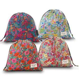 4 Pack Cloth Gift Bags with Drawstring, 10.2 x 11 in Cotton Bags | Reusable Vivid Floral Fabric Bags for Birthday, Wedding, Baby Shower, Party, Holiday Gifts & Everyday Reuse 4 Pack Cloth Gift Bags with Drawstring, 10.2 x 11 in Cotton Bags | Reusable Vivid Floral Fabric Bags for Birthday, Wedding, Baby Shower, Party, Holiday Gifts & Everyday Reuse