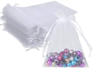 100 PCS 5"x7" Organza Bags White Gift Bags with Drawstring | Sheer Goodie Bags for Jewelry, Sachets, Candy, Great for Wedding, Party, Baby Shower, Christmas Holiday Favor, Gift Wrapping 100 PCS 5"x7" Organza Bags White Gift Bags with Drawstring | Sheer Goodie Bags for Jewelry, Sachets, Candy, Great for Wedding, Party, Baby Shower, Christmas Holiday Favor, Gift Wrapping
