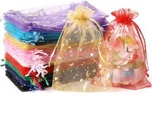 Moon Star Organza Bags, 4x6" Wedding Favors Bags with Drawstring, Mixed Color Little Mesh Gift Pouches Candy Organza Gift Bags for Party, Jewelry, Christmas, Mother's Day, Festival, Eid Mubarak Moon Star Organza Bags, 4x6" Wedding Favors Bags with Drawstring, Mixed Color Little Mesh Gift Pouches Candy Organza Gift Bags for Party, Jewelry, Christmas, Mother's Day, Festival, Eid Mubarak