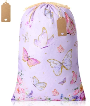 1 Pcs Butterfly Drawstring Gift Bag with Tag, 20x28 Inch | Extra Large Baby Shower Bag for Jumbo Gifts, Reusable Fabric with Tags, Birthday Gender Reveal Party, Butterfly Print 1 Pcs Butterfly Drawstring Gift Bag with Tag, 20x28 Inch | Extra Large Baby Shower Bag for Jumbo Gifts, Reusable Fabric with Tags, Birthday Gender Reveal Party, Butterfly Print