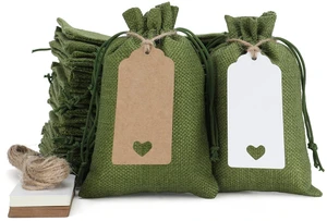 30Pcs Small Green Burlap Gift Bags, 4x6- With Tags & Strings | For Summer Vacation, Birthday, Wedding Party Favors Or Wrapping Handmade Staff, and Other Gifts 30Pcs Small Green Burlap Gift Bags, 4x6- With Tags & Strings | For Summer Vacation, Birthday, Wedding Party Favors Or Wrapping Handmade Staff, and Other Gifts