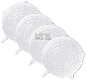 4 Pack Same Size Silicone Stretch Lids, Thicker Reusable Sturdy Silicone Container Cover, Expandable Food Storage Covers, Dishwasher and Freezer Safe, 8.07in(20.5cm) 4 Pack Same Size Silicone Stretch Lids, Thicker Reusable Sturdy Silicone Container Cover, Expandable Food Storage Covers, Dishwasher and Freezer Safe, 8.07in(20.5cm)