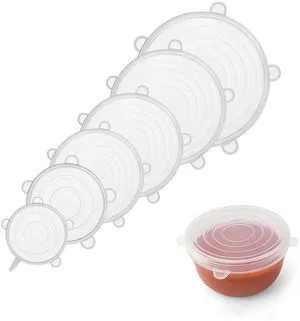 6 Pack Thick Silicone Stretch Lids Airtight Food Covers for Bowls & Containers BPA Free, Microwave & Freezer Safe Reusable Kitchen Storage Set 6 Pack Thick Silicone Stretch Lids Airtight Food Covers for Bowls & Containers BPA Free, Microwave & Freezer Safe Reusable Kitchen Storage Set