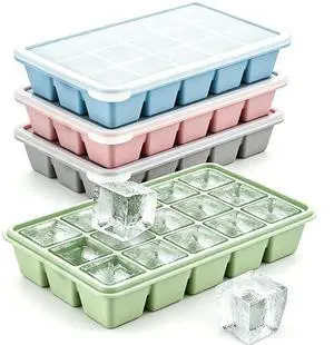Silicone Ice Cube Tray 4 Pack with Lid, BPA Free Easy Release Stackable Ice Molds, Ice Trays for Freezer, Perfect for Whiskey, Cocktails & Baby Food Silicone Ice Cube Tray 4 Pack with Lid, BPA Free Easy Release Stackable Ice Molds, Ice Trays for Freezer, Perfect for Whiskey, Cocktails & Baby Food