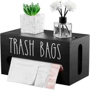 Trash Bag Dispenser, Trash Bag Holder Wall Mount, Wooden Trash Bag Holder for 4-8-gallon Trash Bags Roll Holder Countertop, Home Decor Under Kitchen Sink Organization Trash Bag Dispenser, Trash Bag Holder Wall Mount, Wooden Trash Bag Holder for 4-8-gallon Trash Bags Roll Holder Countertop, Home Decor Under Kitchen Sink Organization