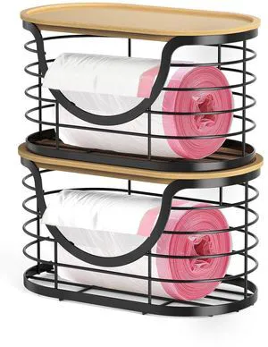 2 Pack Trash Bag HolderStackable Trashbag Dispenser With Bamboo LidWall Mount Garbage Bag Dispenser Organizer for Kitchen Laundry Room Under Sink 2 Pack Trash Bag HolderStackable Trashbag Dispenser With Bamboo LidWall Mount Garbage Bag Dispenser Organizer for Kitchen Laundry Room Under Sink