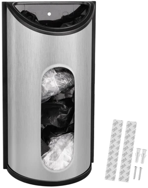 Stainless Steel Bag Holder Wall Mount, Metal Grocery Bag Organizer and Dispenser with View Window, Includes Adhesive and Screw Hardware for Kitchen Pantry Storage Stainless Steel Bag Holder Wall Mount, Metal Grocery Bag Organizer and Dispenser with View Window, Includes Adhesive and Screw Hardware for Kitchen Pantry Storage