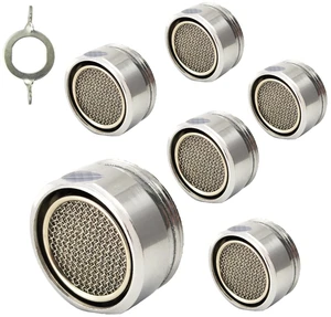 Bathroom Sink Aerator,2.2 GPM Faucet Aerator, Made of Solid Brass and Stainless Steel,15/16 Inch Male Thread Faucet Replacement with Gasket,For Kitchen and Bathroom,6PCS(Silvery) Bathroom Sink Aerator,2.2 GPM Faucet Aerator, Made of Solid Brass and Stainless Steel,15/16 Inch Male Thread Faucet Replacement with Gasket,For Kitchen and Bathroom,6PCS(Silvery)