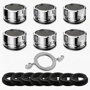 6 Pack M24 Male Thread Faucet Aerator Kitchen Sink Replacement | Brass shell 24mm 15/16 inch high flow aerators, equipped with gaskets & wrench, fits bathroom and kitchen sink taps 6 Pack M24 Male Thread Faucet Aerator Kitchen Sink Replacement | Brass shell 24mm 15/16 inch high flow aerators, equipped with gaskets & wrench, fits bathroom and kitchen sink taps