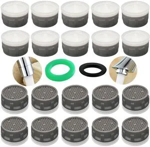 Faucet Aerator, 1.5 GPM Restrictor Plug-in Faucet Aerator Bathroom or Kitchen Replacement (20 pieces in white) Faucet Aerator, 1.5 GPM Restrictor Plug-in Faucet Aerator Bathroom or Kitchen Replacement (20 pieces in white)