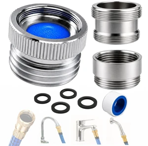 Faucet Adapter with Aerator, Sink Faucet to Garden Hose Adapter | Chrome Brass Faucet to Hose Adapter, Fits G1/2" Female, 55/64" Female and 15/16" Male to 3/4" GHT, with Washers and PTFE Tape Faucet Adapter with Aerator, Sink Faucet to Garden Hose Adapter | Chrome Brass Faucet to Hose Adapter, Fits G1/2" Female, 55/64" Female and 15/16" Male to 3/4" GHT, with Washers and PTFE Tape