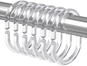 Shower Curtain Rings, 24 Pcs Plastic Shower Curtain Hooks, Clear Shower Curtain Hooks Rings, Rust Proof Shower Rings C Shaped Shower Hooks for Shower Curtain and Liner Bathroom Shower Curtain Rings, 24 Pcs Plastic Shower Curtain Hooks, Clear Shower Curtain Hooks Rings, Rust Proof Shower Rings C Shaped Shower Hooks for Shower Curtain and Liner Bathroom