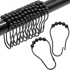 Shower Curtain Hooks Rings,12 Pcs Decorative Rustproof Metal Shower Hooks for Shower Curtain,Free Sliding Shower Hooks for Bathroom Shower Rods,Easy Snap Shower Rings for Curtain (Black) Shower Curtain Hooks Rings,12 Pcs Decorative Rustproof Metal Shower Hooks for Shower Curtain,Free Sliding Shower Hooks for Bathroom Shower Rods,Easy Snap Shower Rings for Curtain (Black)