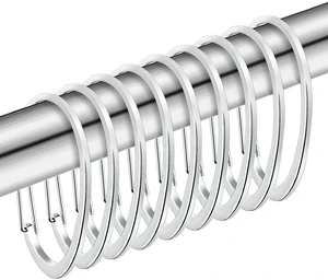Silver Shower Curtain Rings, Rustproof Shower Curtain Hooks for Bathroom, ZESLMG Chrome Decorative Shower Hooks Rings for Shower Curtain Rod Hangers, Set of 12 Silver Shower Curtain Rings, Rustproof Shower Curtain Hooks for Bathroom, ZESLMG Chrome Decorative Shower Hooks Rings for Shower Curtain Rod Hangers, Set of 12