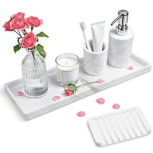 Bathroom Counter Marble Tray and Soap Holder 15.7x5.9 inch | Silicone Bathroom Vanity Trays, Marble Tray for Kitchen Counter, Toilet Tank Tray,Trays for Perfume, Jewelry,Candle, Key Bathroom Counter Marble Tray and Soap Holder 15.7x5.9 inch | Silicone Bathroom Vanity Trays, Marble Tray for Kitchen Counter, Toilet Tank Tray,Trays for Perfume, Jewelry,Candle, Key
