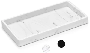 Bathroom Vanity Tray, 7.9'' Silicone Kitchen Sink Soap Tray, Toilet Tank Desk Organizer, Perfume Tray, Coffee Table Tray (Marble White) Bathroom Vanity Tray, 7.9'' Silicone Kitchen Sink Soap Tray, Toilet Tank Desk Organizer, Perfume Tray, Coffee Table Tray (Marble White)