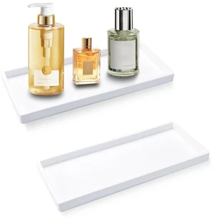 2 Pack Bathroom Tray Countertop, Large 12'' Shatterproof Silicone Vanity Tray Rectangular Toilet Tank Tray, Soap Dispenser Tray Sponge Holder for Kitchen Sink (White) 2 Pack Bathroom Tray Countertop, Large 12'' Shatterproof Silicone Vanity Tray Rectangular Toilet Tank Tray, Soap Dispenser Tray Sponge Holder for Kitchen Sink (White)