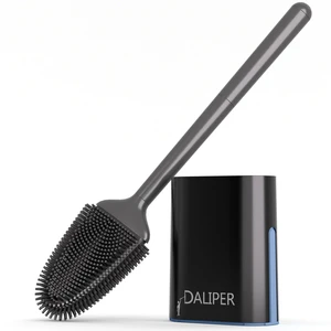 Toilet Brush and Holder Set, Black Silicone Toilet Bowl Brush with Flexible Head, Ventilated Base, Wall Mount, Compact Bathroom Scrubber for RV and Home Toilet Brush and Holder Set, Black Silicone Toilet Bowl Brush with Flexible Head, Ventilated Base, Wall Mount, Compact Bathroom Scrubber for RV and Home