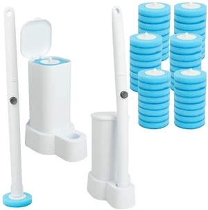 Disposable Toilet Brush and Holder Set with 48 Refills, Square | Wall Mount Holder Design, Cleaning Wand Removes Limescale for Bathroom & Bathtub Sanitation Disposable Toilet Brush and Holder Set with 48 Refills, Square | Wall Mount Holder Design, Cleaning Wand Removes Limescale for Bathroom & Bathtub Sanitation