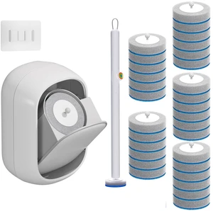 Disposable Toilet Brush Set with 30 Refills, Wall Mounted Wand Kit | Waterproof with LidHands-Free Lid,New Wand Refills,One-Click Disposal,Pre-Loaded Cleaner,360° Rotating Head Disposable Toilet Brush Set with 30 Refills, Wall Mounted Wand Kit | Waterproof with LidHands-Free Lid,New Wand Refills,One-Click Disposal,Pre-Loaded Cleaner,360° Rotating Head