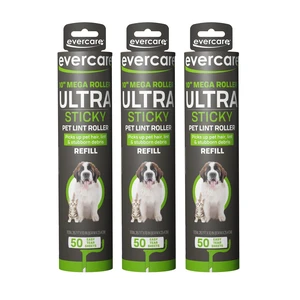 Pack of 3 All-Purpose Pet Mega Oversized Lint Roller Refills, 50 Sheets Each Pack of 3 All-Purpose Pet Mega Oversized Lint Roller Refills, 50 Sheets Each