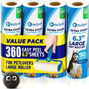 6.3" Extra Sticky Lint Roller 4 Pack of Large Refills Only - No Handle Included - 90 Sheets Per Refill 360 Sheets Total 4 Pack 6.3" Extra Sticky Lint Roller 4 Pack of Large Refills Only - No Handle Included - 90 Sheets Per Refill 360 Sheets Total 4 Pack