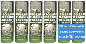 6.3-Inch Wide Lint Roller Refills, Dog Hair Roller Super Sticky Roll Floor Refill, Compatible with Leo Cleaning Roller Refill, 6 Refill Rolls with 90 Sheets Each, Total 540 Sheets 6.3-Inch Wide Lint Roller Refills, Dog Hair Roller Super Sticky Roll Floor Refill, Compatible with Leo Cleaning Roller Refill, 6 Refill Rolls with 90 Sheets Each, Total 540 Sheets