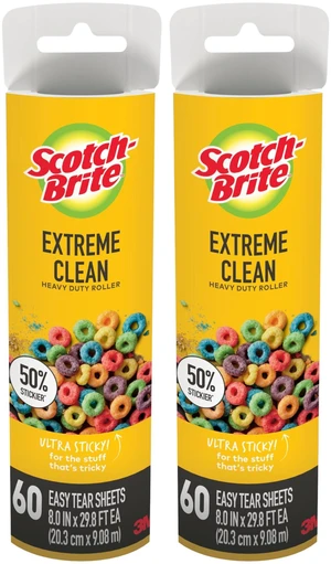 Extreme Clean Large Surface Lint Roller Refills, 8 in x 29.8 ft, 50% Stickier, 60 Easy Tear Sheets Each, 2 Pack (120 Sheets Total) Extreme Clean Large Surface Lint Roller Refills, 8 in x 29.8 ft, 50% Stickier, 60 Easy Tear Sheets Each, 2 Pack (120 Sheets Total)