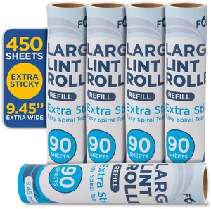 Large Lint Roller Refills, 9.45 inch Wide, 5 Pack, 450 Sheets Large Lint Roller Refills, 9.45 inch Wide, 5 Pack, 450 Sheets