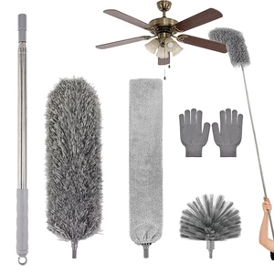 with Extension Pole, Washable Cleaning Microfiber Feather Duster 5-in-1 Kit with 3 Duster Heads, 100'' Bendable Extendable Long Duster for High Ceilings, Fans, Blinds, Furniture & Car with Extension Pole, Washable Cleaning Microfiber Feather Duster 5-in-1 Kit with 3 Duster Heads, 100'' Bendable Extendable Long Duster for High Ceilings, Fans, Blinds, Furniture & Car