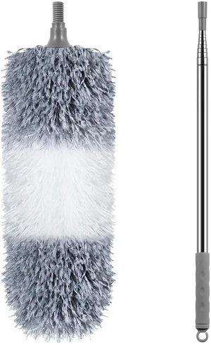 Microfiber Feather Duster, 110 Inch Extendable Telescoping Pole Duster with Bendable Washable Head, Long Handle Cleaning Duster for Ceiling Fan, High Ceiling, Blinds, Furniture and Cars(Gray) Microfiber Feather Duster, 110 Inch Extendable Telescoping Pole Duster with Bendable Washable Head, Long Handle Cleaning Duster for Ceiling Fan, High Ceiling, Blinds, Furniture and Cars(Gray)