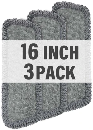 16.5" Microfiber Mop Pads Refills, 3 Pack Reusable Replacement Heads | reusable wet mop refills, machine washable for 14-16 inch spray mops, hardwood floors, dust cleaning & scrubbing 16.5" Microfiber Mop Pads Refills, 3 Pack Reusable Replacement Heads | reusable wet mop refills, machine washable for 14-16 inch spray mops, hardwood floors, dust cleaning & scrubbing