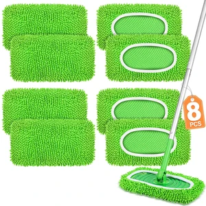 8 Pack Reusable Mop Pads Compatible with Swiffer Sweeper, Dry Sweeping Cloths & Wet Mopping Cloths - Microfiber Mop Pads for Hardwood Floors, Floor Cleaning, Wood Floors (Green) 8 Pack Reusable Mop Pads Compatible with Swiffer Sweeper, Dry Sweeping Cloths & Wet Mopping Cloths - Microfiber Mop Pads for Hardwood Floors, Floor Cleaning, Wood Floors (Green)