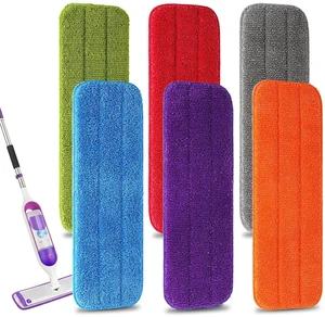 Microfiber Replacement Mop Pads, 18" x 6" Wet & Dry Home & Commercial Cleaning Refills, Colorful Reusable Floor Mop Pads, Washable Floor Cleaning Pads, 6 Pack Microfiber Replacement Mop Pads, 18" x 6" Wet & Dry Home & Commercial Cleaning Refills, Colorful Reusable Floor Mop Pads, Washable Floor Cleaning Pads, 6 Pack