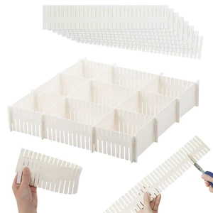 14.5 in White Adjustable Drawer Dividers, TWUTGAYW 8PC DIY Grid Drawer Organizer Dividers, Plastic Organizer Separator for Socks Underwear Makeup Cosmetic Clothes Can Help Tidy Kitchen Bedroom Dresser 14.5 in White Adjustable Drawer Dividers, TWUTGAYW 8PC DIY Grid Drawer Organizer Dividers, Plastic Organizer Separator for Socks Underwear Makeup Cosmetic Clothes Can Help Tidy Kitchen Bedroom Dresser