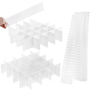 48Pcs Drawer Dividers, Adjustable DIY Grid Divider White Storage Organizer Separator, Socks Underwear Scarves Makeup Drawer Organizer Divider for Dresser Bedroom Office Kitchen Storage 48Pcs Drawer Dividers, Adjustable DIY Grid Divider White Storage Organizer Separator, Socks Underwear Scarves Makeup Drawer Organizer Divider for Dresser Bedroom Office Kitchen Storage