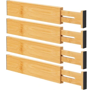Bamboo Drawer Dividers, Adjustable Drawer Organizers, Fits 12.616" Drawers | 2.5" High, 4 Pack Expandable Drawer Separators for Kitchen, Nursery, Dressers & Office Storage, Natural Bamboo Drawer Dividers, Adjustable Drawer Organizers, Fits 12.616" Drawers | 2.5" High, 4 Pack Expandable Drawer Separators for Kitchen, Nursery, Dressers & Office Storage, Natural