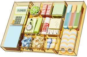 Expandable Desk Drawer Organizer, Clear Plastic Drawer Organizer Tray with 10 Adjustable Compartments, Desk Organizers and Accessories, 5 Drawer Dividers for Office Supplies(Clear Champagne) Expandable Desk Drawer Organizer, Clear Plastic Drawer Organizer Tray with 10 Adjustable Compartments, Desk Organizers and Accessories, 5 Drawer Dividers for Office Supplies(Clear Champagne)
