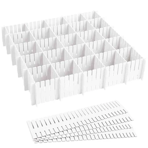 16Pcs Drawer Dividers, Adjustable Drawer Organizer for Socks, White | For Tidying Cutlery, Makeup, Clothes and Dresses in Drawers, Desks and Storage Boxes for Kitchen, Bathroom, Bedroom & Office 16Pcs Drawer Dividers, Adjustable Drawer Organizer for Socks, White | For Tidying Cutlery, Makeup, Clothes and Dresses in Drawers, Desks and Storage Boxes for Kitchen, Bathroom, Bedroom & Office