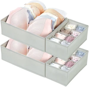 M-L/34D-38C Large Bra Drawer Organizer, 4 Pack Foldable Fabric | Dresser Drawer Storage, Closet Organizer, Bra & Underwear Tray, Keeps Shape, Space Saving, Foldable Fabric Design M-L/34D-38C Large Bra Drawer Organizer, 4 Pack Foldable Fabric | Dresser Drawer Storage, Closet Organizer, Bra & Underwear Tray, Keeps Shape, Space Saving, Foldable Fabric Design