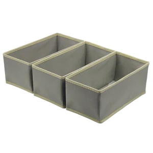 Sock Drawer Organizer 3 Pack - Foldable Fabric Storage Bins for Underwear Divider, Small Closet Organizers with 3 Compartments, Light Gray Sock Drawer Organizer 3 Pack - Foldable Fabric Storage Bins for Underwear Divider, Small Closet Organizers with 3 Compartments, Light Gray