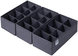 3 Pack Sock Underwear Drawer Organizer Dividers, Non-Woven Fabric Collapsible Cabinet Closet Storage Boxes for Clothes, Socks, Lingerie, Underwear, Tie, Belt, Baby, Bedroom (Gray, 8 Cells) 3 Pack Sock Underwear Drawer Organizer Dividers, Non-Woven Fabric Collapsible Cabinet Closet Storage Boxes for Clothes, Socks, Lingerie, Underwear, Tie, Belt, Baby, Bedroom (Gray, 8 Cells)