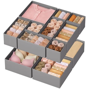 Drawer Organizers, Set of 12, Foldable Fabric Storage Boxes | Dresser Organizers for Socks, Underwear, Bras, Ties, Scarves, Dove Gray, TINA Collection URDZ006G02 Drawer Organizers, Set of 12, Foldable Fabric Storage Boxes | Dresser Organizers for Socks, Underwear, Bras, Ties, Scarves, Dove Gray, TINA Collection URDZ006G02