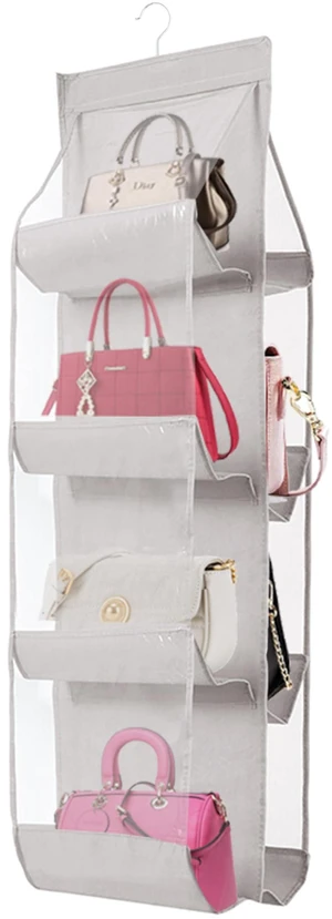 1 Pack Hanging Handbag Purse Organizer, Bags Organizor for Purse 8 Pockets Wardrobe Closet Space Saving Handbag Storage, 44.5L x 13.5W (B-Light Gray) 1 Pack Hanging Handbag Purse Organizer, Bags Organizor for Purse 8 Pockets Wardrobe Closet Space Saving Handbag Storage, 44.5L x 13.5W (B-Light Gray)