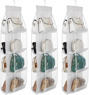 3Pack Hanging Handbag Organizer for Closet 8 Clear PE Pockets, Space-Saving Purse Storage Holder (White, 41 x 13.5) 3Pack Hanging Handbag Organizer for Closet 8 Clear PE Pockets, Space-Saving Purse Storage Holder (White, 41 x 13.5)