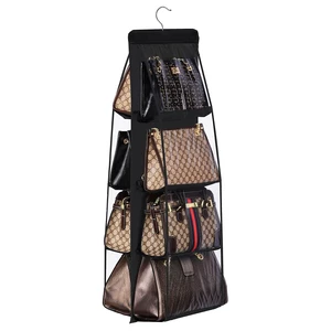 Handbag Hanging Organizer, 8 Pocket Purse Storage Hanger Oxford Cloth Closet for Family Closet Bedroom, Foldable and Universal Fit (Black) Handbag Hanging Organizer, 8 Pocket Purse Storage Hanger Oxford Cloth Closet for Family Closet Bedroom, Foldable and Universal Fit (Black)